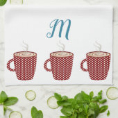 Personalisiert Red Polka Dot Kaffeeküche Handtüche Geschirrtuch (Gefaltet)