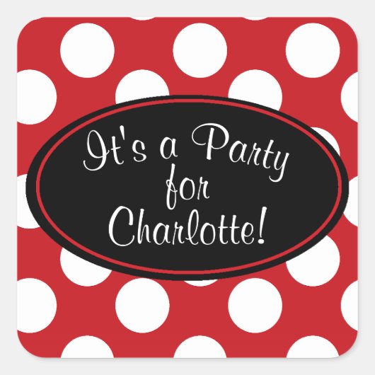 Personalisiert Red Polka Dot Sticker (Vorderseite)