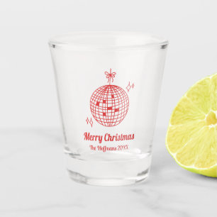 Personalisiert Red Retro Weihnachten Gefallen Shot Schnapsglas