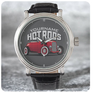 Personalisiert Red Roadster Vintag Frisierte Auto  Armbanduhr