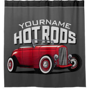 Personalisiert Red Roadster Vintag Frisierte Auto  Duschvorhang