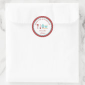 Personalisiert Red Robin und Blue Baking Kitchen Runder Aufkleber (Tasche)