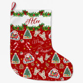 Personalisiert Red Santa Merry Weihnachten Großer Weihnachtsstrumpf (Vorderseite)
