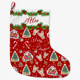 Personalisiert Red Santa Merry Weihnachten Großer Weihnachtsstrumpf