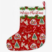 Personalisiert Red Santa Merry Weihnachten Großer Weihnachtsstrumpf (Rückseite)