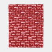 Personalisiert Red Schriftart Name Collage Niedlic Fleecedecke (Vorderseite)