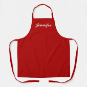 Personalisiert Red Script Name Womens Kitchen Schürze (Vorderseite)