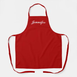 Personalisiert Red Script Name Womens Kitchen Schürze