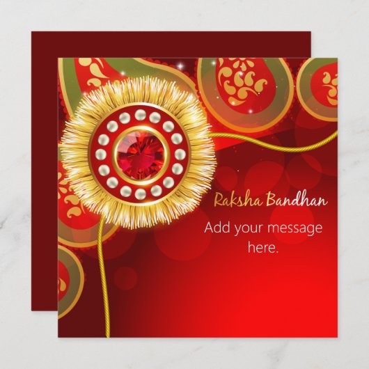 Personalisiert Red Sparkle Happy Raksha Bandhan (Vorne/Hinten)