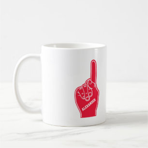 Personalisiert Red Sports Foam Finger Kaffeetasse