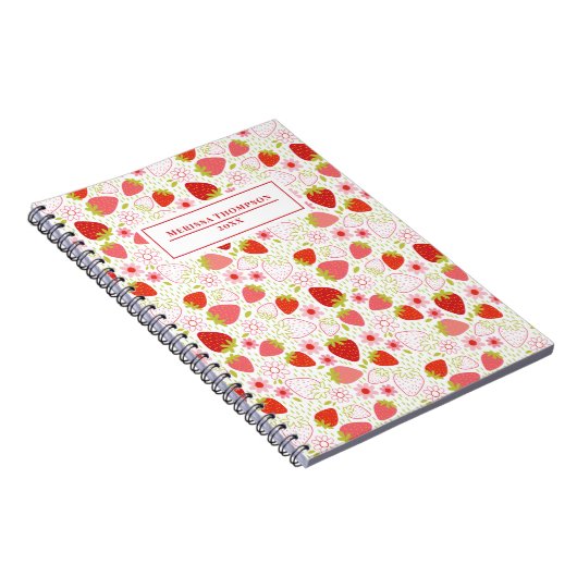Personalisiert Red Strawberry Pattern Notebook Notizblock (Rechte Seite)