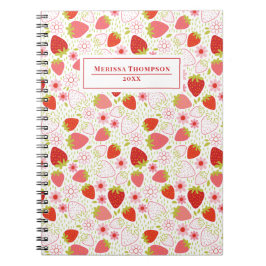 Personalisiert Red Strawberry Pattern Notebook Notizblock