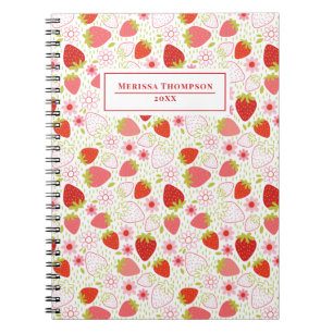 Personalisiert Red Strawberry Pattern Notebook Notizblock