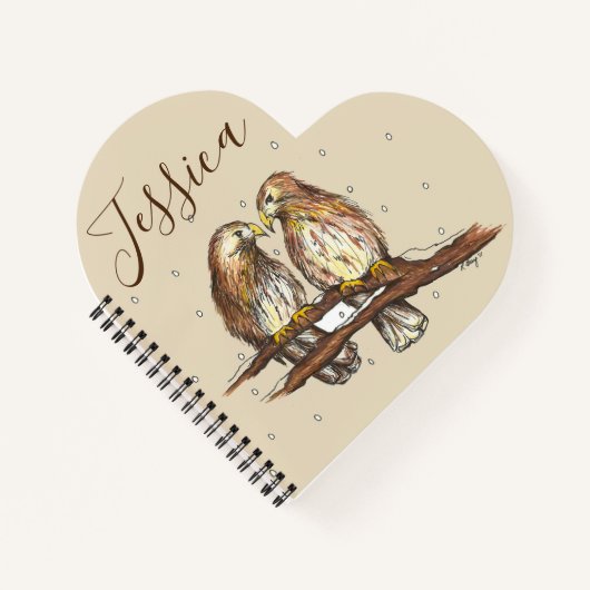Personalisiert Red Tail Hawk Bird Lovebird Snow Notizblock (Vorderseite)