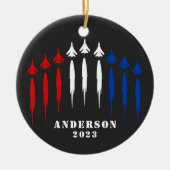 Personalisiert Red White Air Force Jets Keramik Ornament (Vorne)