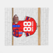Personalisiert Red White Blue Football Jersey Fleecedecke (Vorderseite (Horizontal))