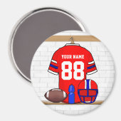 Personalisiert Red White Blue Football Jersey Magnet (Vorderseite/Rückseite)