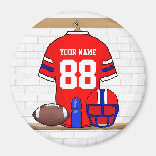Personalisiert Red White Blue Football Jersey Magnet (Vorne)