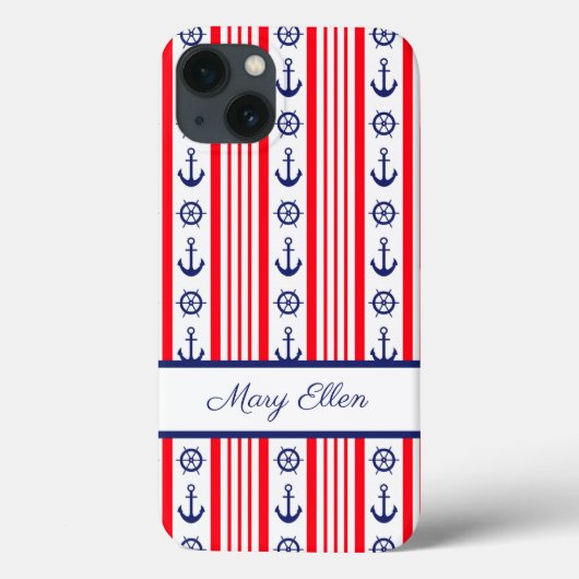 Personalisiert Red White Blue Nautic Anker Case-Mate iPhone Hülle (Rückseite)