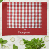 Personalisiert Red & White Gingham Karo Geschirrtuch (Gefaltet)