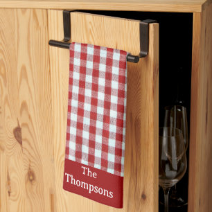 Personalisiert Red & White Gingham Karo Geschirrtuch