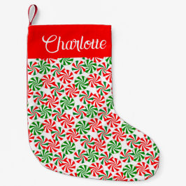 Personalisiert Red White Peppermint Candy Kleiner Weihnachtsstrumpf
