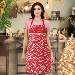 Personalisiert Red White Polka Dots Schürze