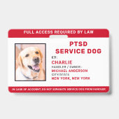 Personalisiert Red White PTSD Service Dog Foto ID Ausweis (Vorderseite)