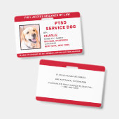 Personalisiert Red White PTSD Service Dog Foto ID Ausweis (Vorder- & Rückseite)