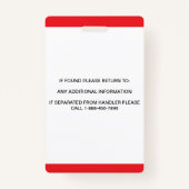 Personalisiert Red White Service Dog Foto ID Ausweis (Rückseite)