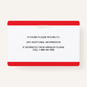 Personalisiert Red White Service Dog Foto ID Ausweis (Rückseite)