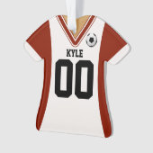 Personalisiert Red/White Soccer Jersey Ornament (Vorderseite)