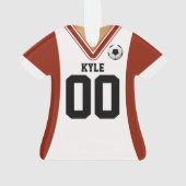 Personalisiert Red/White Soccer Jersey Ornament (Rückseite)
