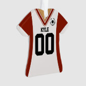 Personalisiert Red/White Soccer Jersey Ornament (Vorderseite)