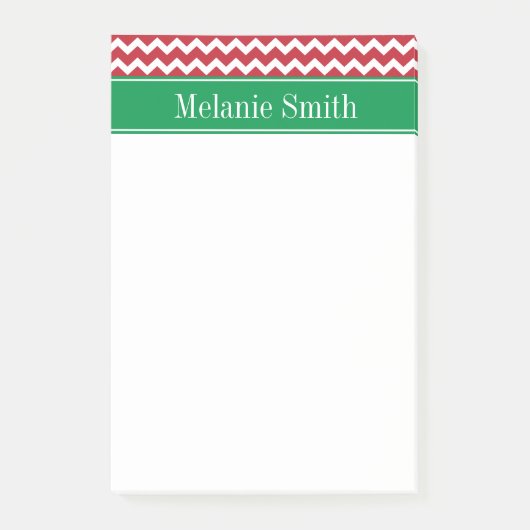 Personalisiert Red Zickzack Holiday Weihnachten Post-it Klebezettel (Vorderseite)