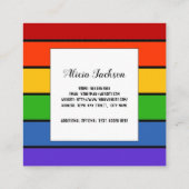 Personalisiert | Regenbogenstreifen Quadratische Visitenkarte (Rückseite)