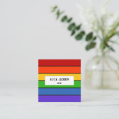 Personalisiert | Regenbogenstreifen Quadratische Visitenkarte (Stehend Vorderseite)