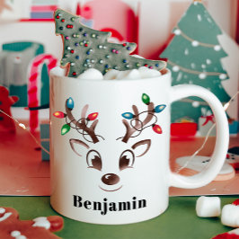 Personalisiert Reindeer Boy Weihnachten Kaffeetasse