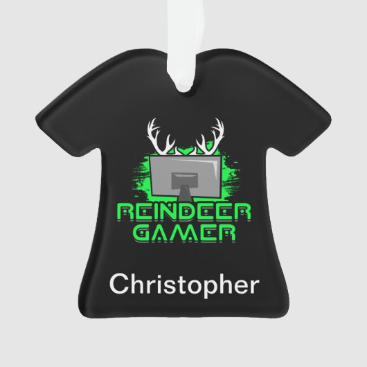 Personalisiert Reindeer Gamer Christmas Funny Ornament (Vorderseite)
