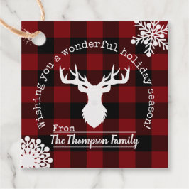 Personalisiert Rentier Rot und Black Buffalo Karie Geschenkanhänger