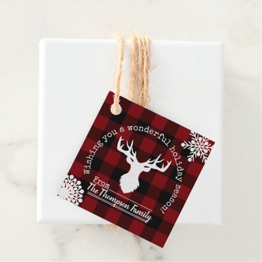 Personalisiert Rentier Rot und Black Buffalo Karie Geschenkanhänger (Beispiel)