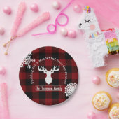 Personalisiert Rentier Rot und Black Buffalo Karie Pappteller (Party)