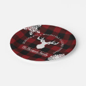 Personalisiert Rentier Rot und Black Buffalo Karie Pappteller (Schrägansicht)