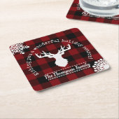 Personalisiert Rentier Rot und Black Buffalo Karie Rechteckiger Pappuntersetzer (angewinkelt)