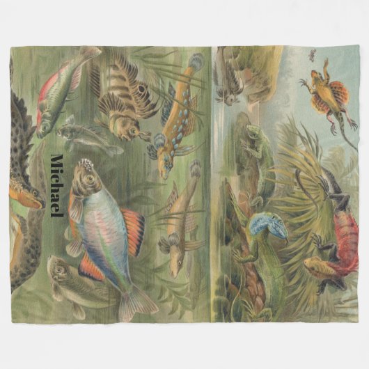 Personalisiert Reptile Lizard Fish Lover Fleecedecke (Vorderseite (Horizontal))