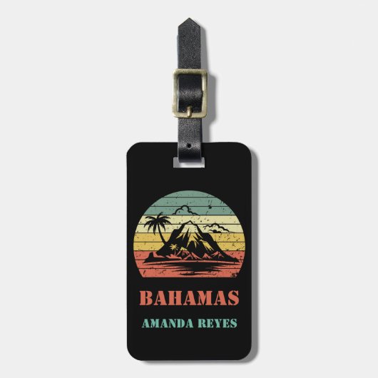 Personalisiert Retro Bahamas Gepäckanhänger (Vorderseite vertikal)