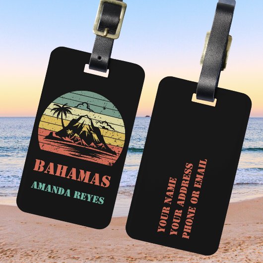 Personalisiert Retro Bahamas Gepäckanhänger