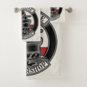 Personalisiert Retro BarberShop Barber Chair Salon Badhandtuch Set (Insitu)