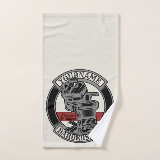 Personalisiert Retro BarberShop Barber Chair Salon Badhandtuch Set (Handtuch)