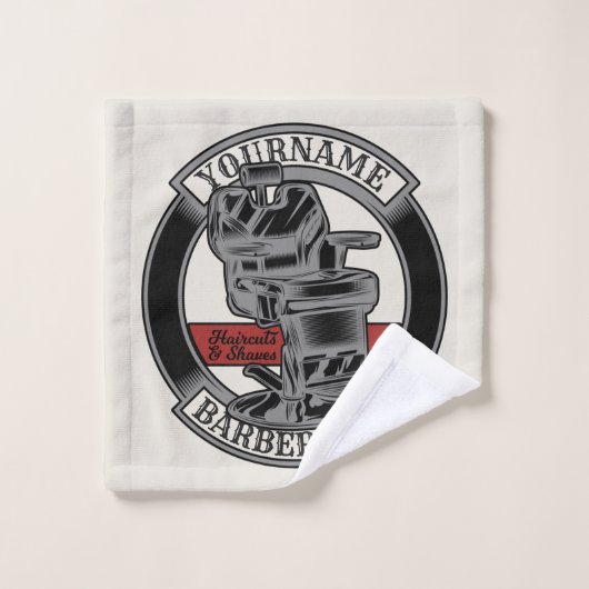 Personalisiert Retro BarberShop Barber Chair Salon Badhandtuch Set (Waschlappen)